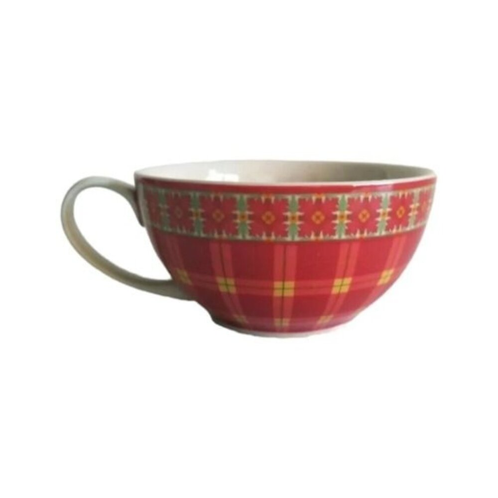 Harry & Davis tea cup red & green plaid